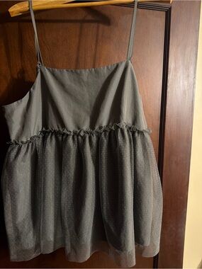 Women's Gray Sparkle Tulle Tank Top